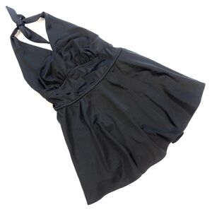 Mainstream One Piece Swimsuit Swim Dress Tie Halter Neck in Black